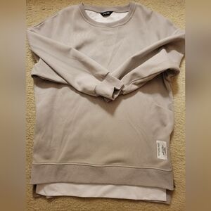 Gray Taupe  Tunic With A Double White Layer Underneath. Zips On Sides